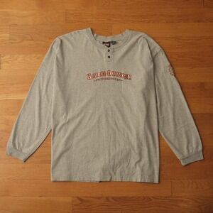 Harley Davidson Motorcycles LS Henley Men 3XL Gray Cotton Embroidered Biker Moto